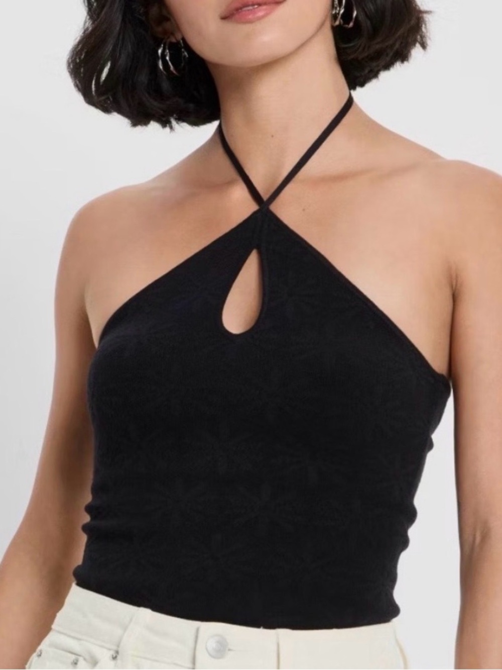 Black Halter Keyhole Bodysuit - Women